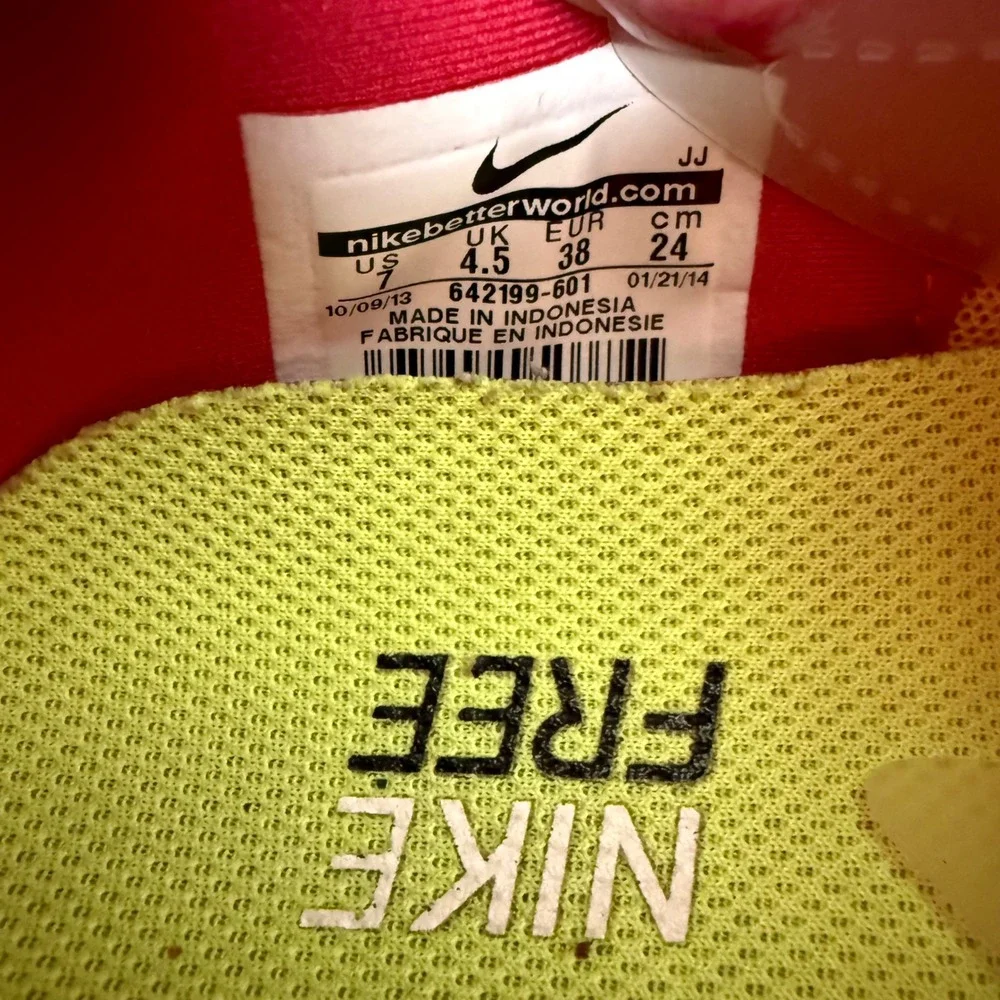 Nike Free 5.0 Running Shoes Sneaker Red Volt Size 7